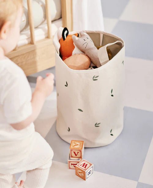 2 - pack Embroidered Storage Baskets, small, Leaves - Le Petit Marché Home Furniture