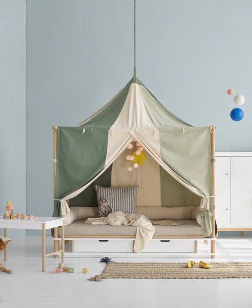 Camp bed canopy Circus, green/undyed - Le Petit Marché Home Furniture