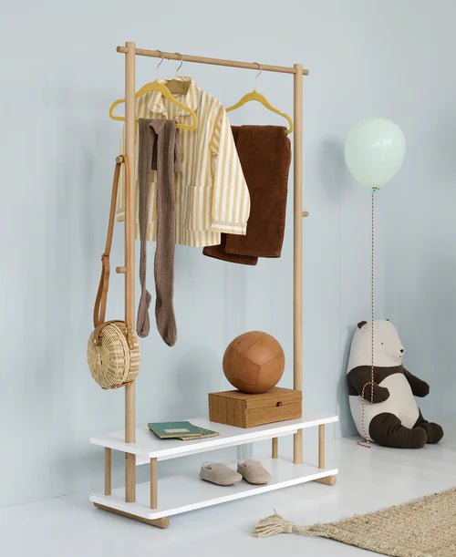 Camp clothes rail, white/oak - Le Petit Marché Home Furniture