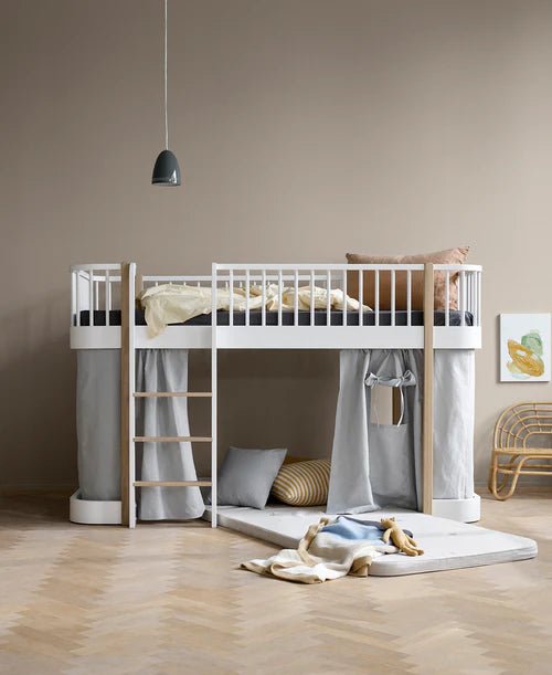 Curtain for Wood Original bunk bed and low loft bed (128cm), grey - Le Petit Marché Home Furniture