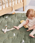 Embroidered Play Mattress, Sailboats - Le Petit Marché Home Furniture