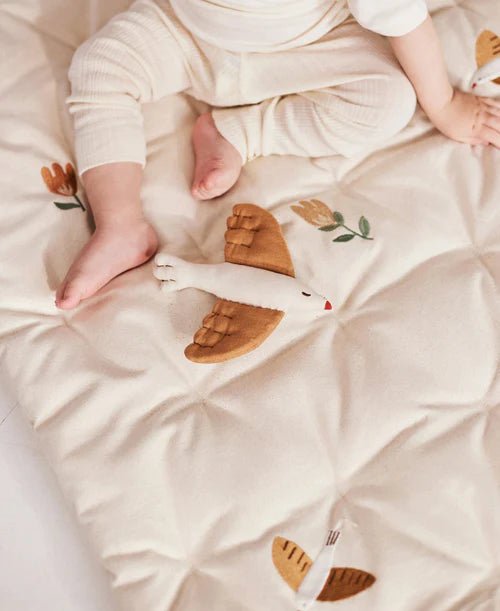 Embroidered Play Mattress, Songbirds - Le Petit Marché Home Furniture