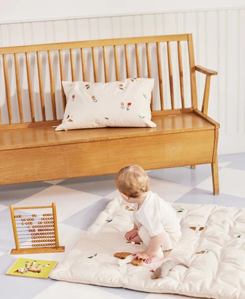 Embroidered Play Mattress, Songbirds - Le Petit Marché Home Furniture