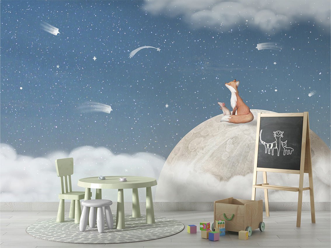 Fox on the Moon, Blue - Le Petit Marché Home Furniture