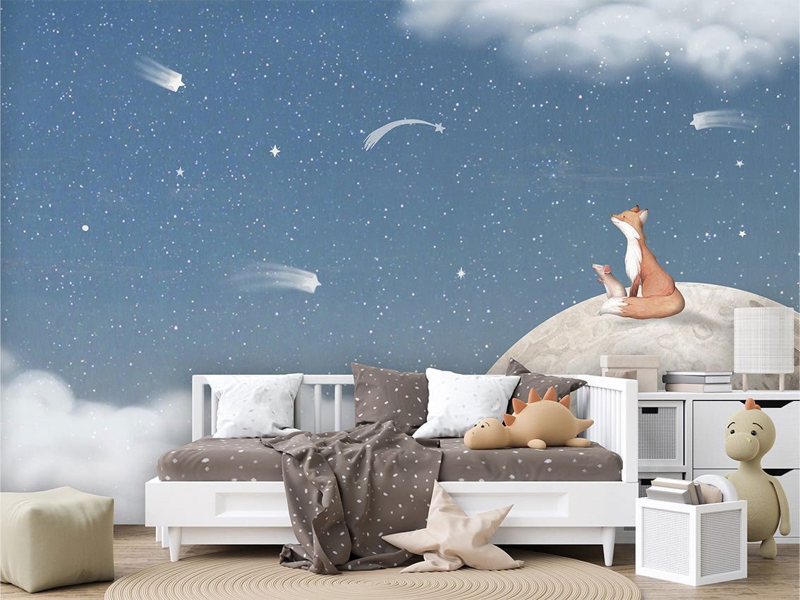 Fox on the Moon, Blue - Le Petit Marché Home Furniture