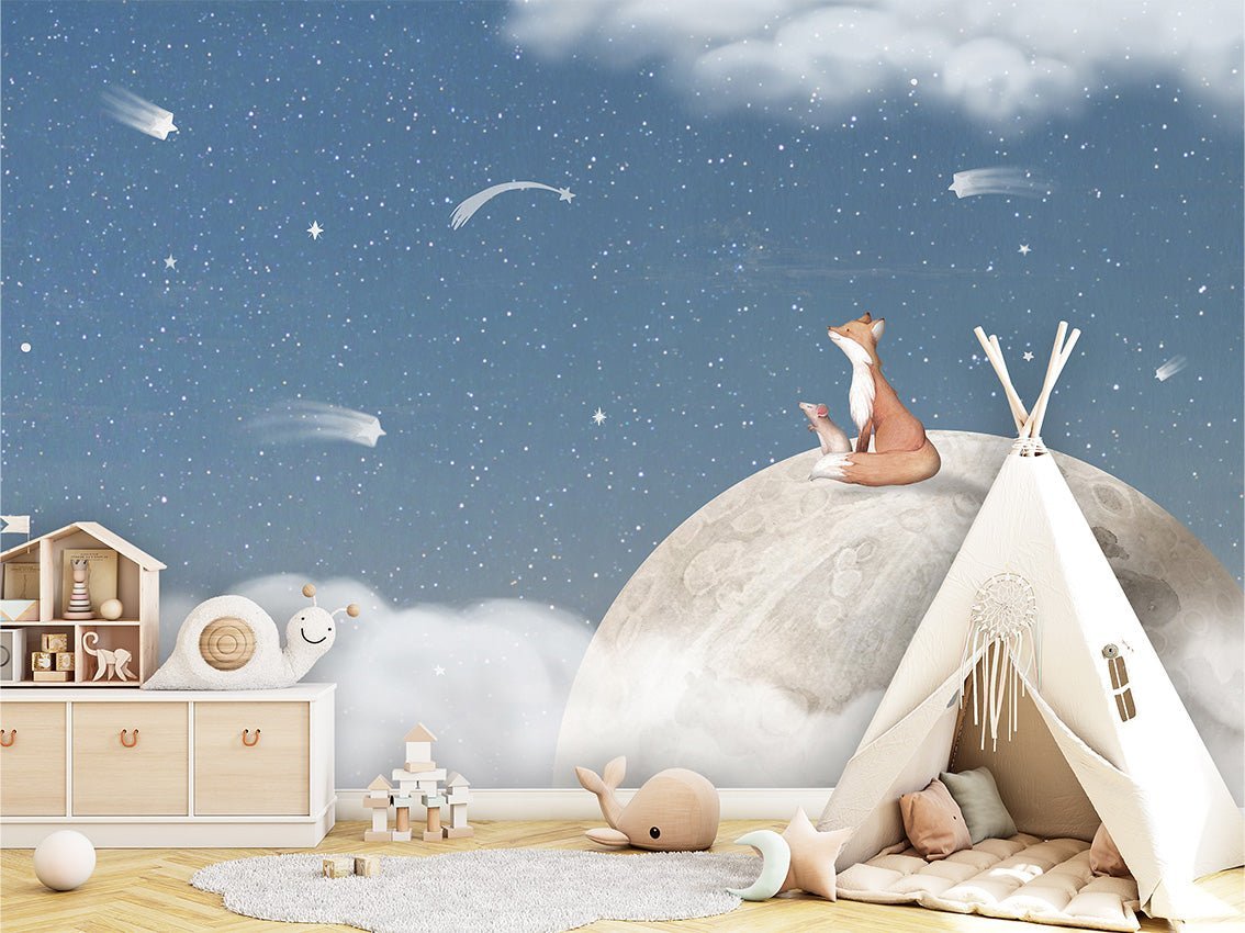 Fox on the Moon, Blue - Le Petit Marché Home Furniture