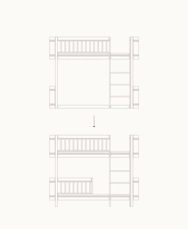 Mini+ low loft bed to low bunk bed, white - Le Petit Marché Home Furniture