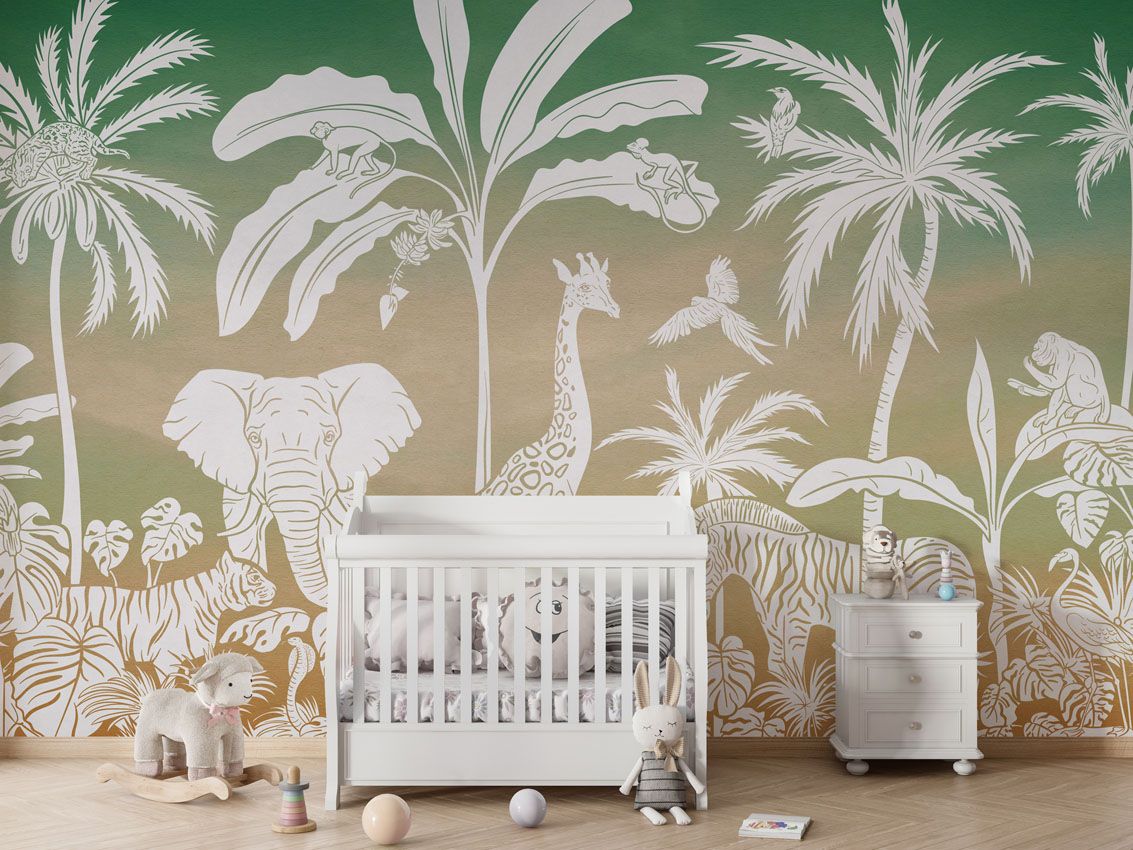 Monochrome Jungle - Green Sky - Le Petit Marché Home Furniture