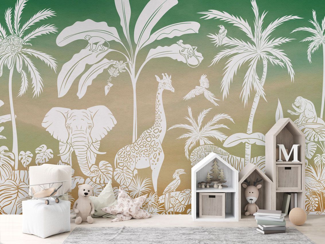 Monochrome Jungle - Green Sky - Le Petit Marché Home Furniture