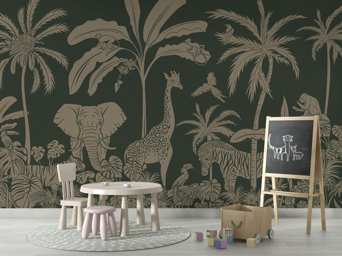 Monochrome Jungle - Green Vintage - Le Petit Marché Home Furniture