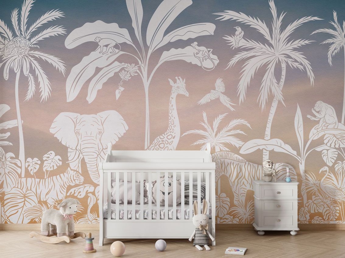 Monochrome Jungle - Pink Sky - Le Petit Marché Home Furniture