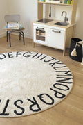 Round ABC Natural, Washable Rug - Le Petit Marché Home Furniture