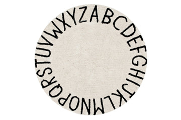 Round ABC Natural, Washable Rug - Le Petit Marché Home Furniture