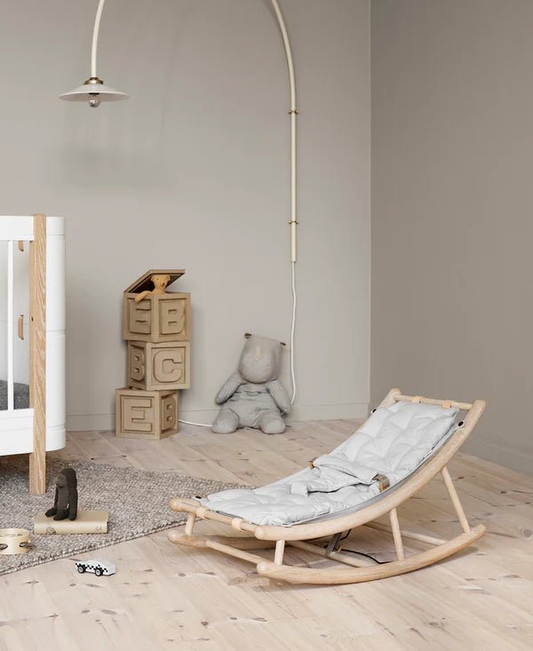 Wood baby & toddler rocker, oak/grey - Le Petit Marché Home Furniture