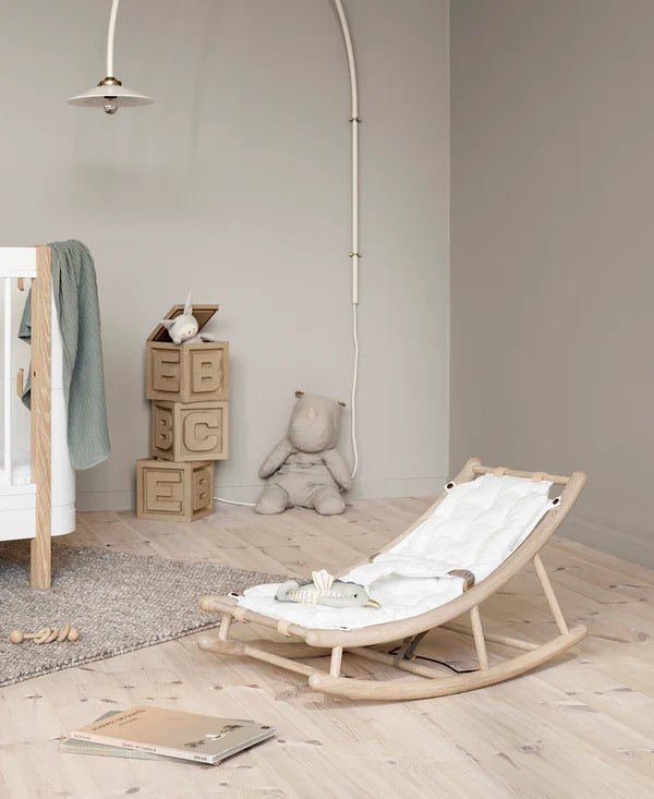 Wood baby & toddler rocker, oak/white - Le Petit Marché Home Furniture