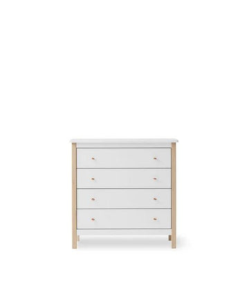 Wood dresser 4 drawers, white/oak - Le Petit Marché Home Furniture