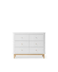 Wood dresser 6 drawers, white/oak - Le Petit Marché Home Furniture