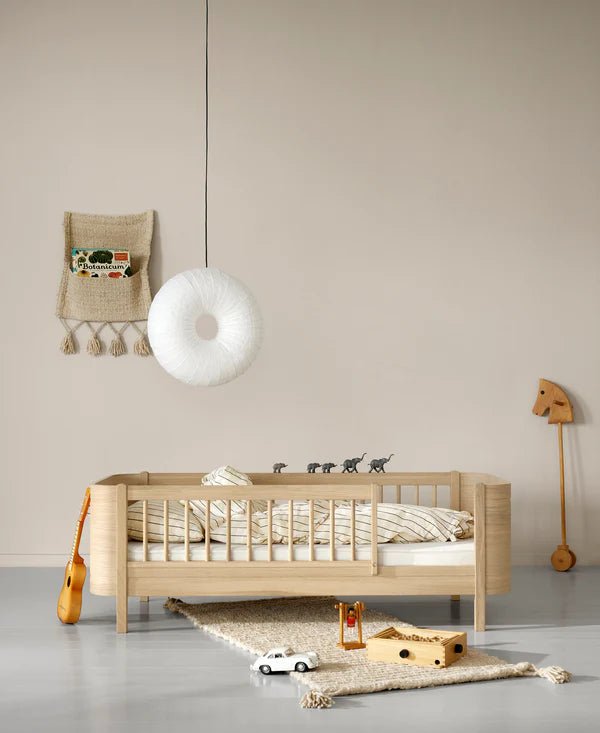 Wood Mini+ cot bed incl. junior kit, oak - Le Petit Marché Home Furniture