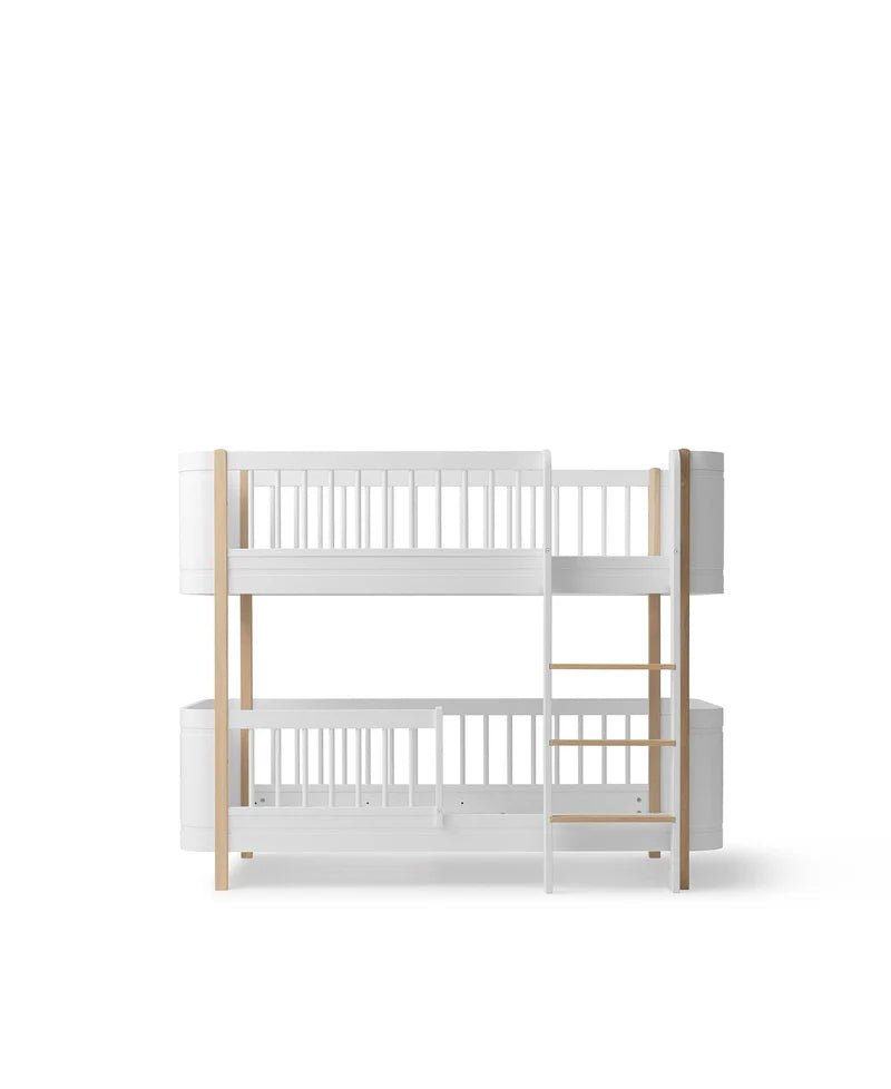 Wood Mini+ Low Bunk Bed, White/Oak - Le Petit Marché Home Furniture