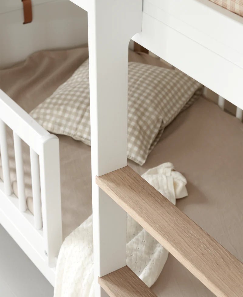 Wood Mini+ Low Bunk Bed, White/Oak - Le Petit Marché Home Furniture