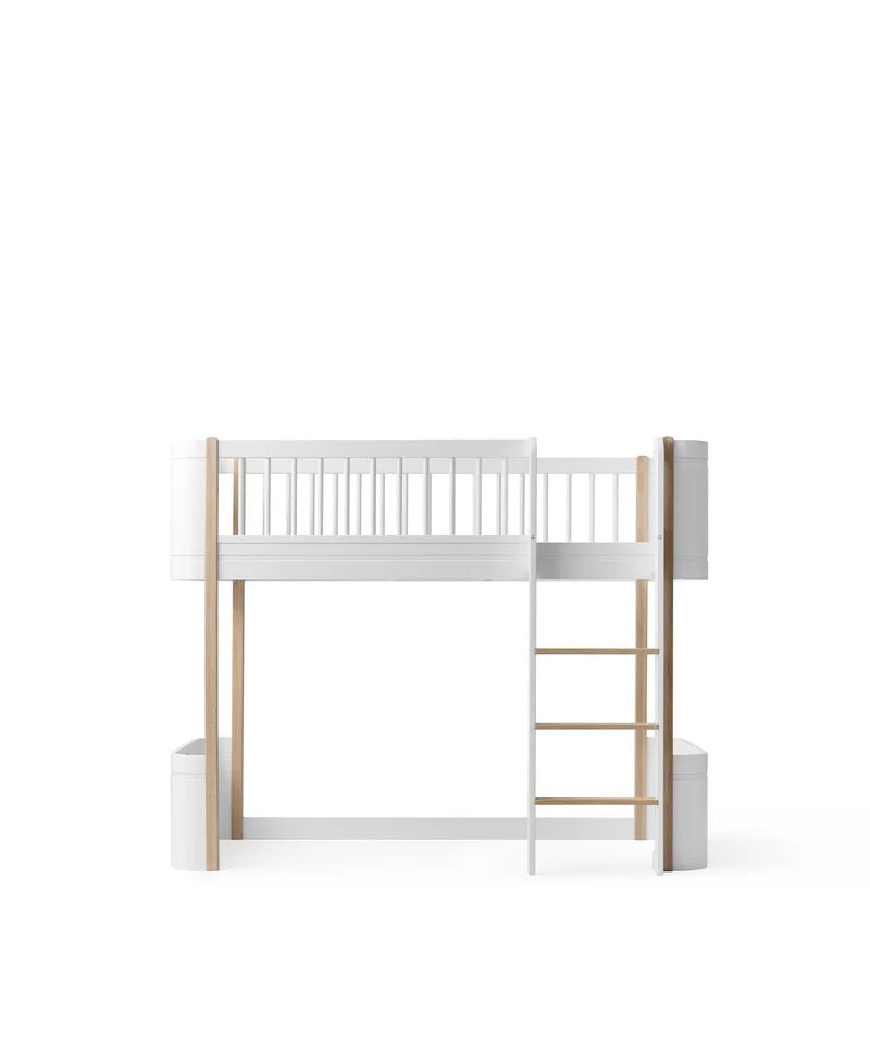 Wood Mini+ Low Loft Bed, White/Oak - Le Petit Marché Home Furniture