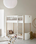 Wood Mini+ low loft bed, white/oak - Le Petit Marché Home Furniture