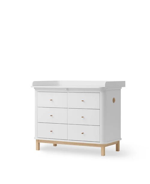 Wood nursery dresser 6 drawers, white/oak - Le Petit Marché Home Furniture