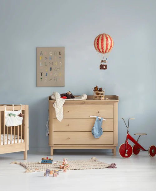 Wood nursery top for dresser 3 drawers, oak - Le Petit Marché Home Furniture