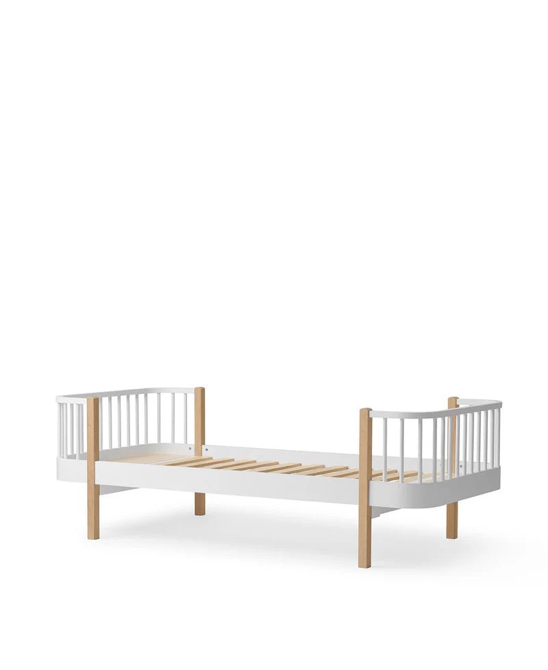 Wood Original Bed, White/Oak - Le Petit Marché Home Furniture