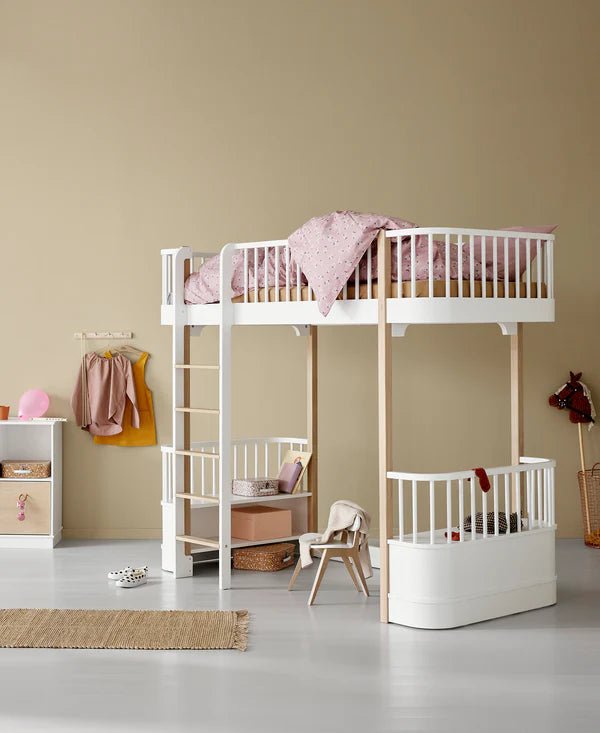 Wood Original loft bed, white/oak - Le Petit Marché Home Furniture