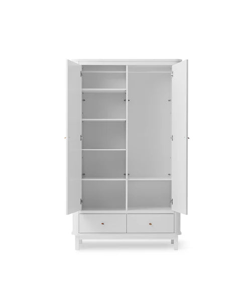 Wood wardrobe 2 door, white - Le Petit Marché Home Furniture