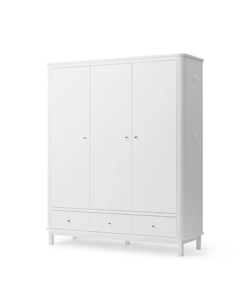 Wood wardrobe 3 doors, white - Le Petit Marché Home Furniture