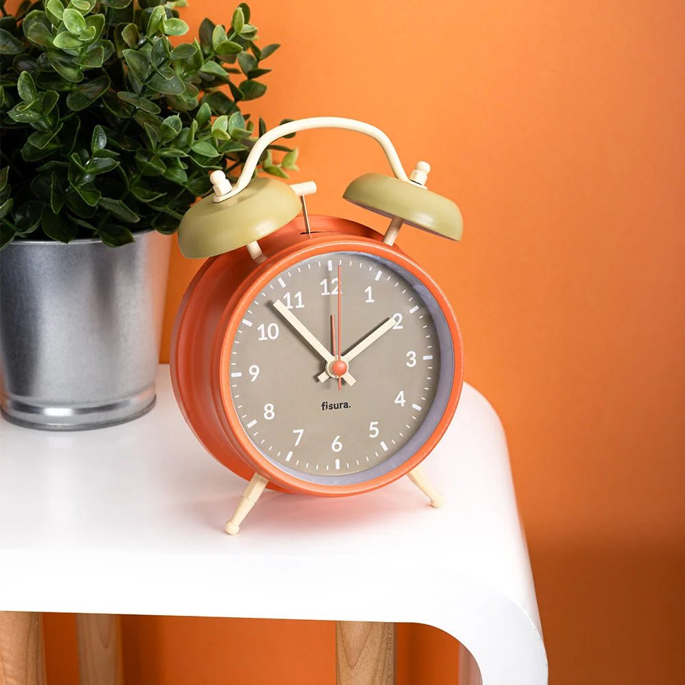 Alarm Clock, Retro, Beige & Orange - Le Petit Marché Home Furniture