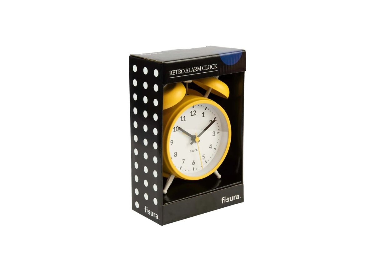 Alarm Clock, Retro, Yellow & White - Le Petit Marché Home Furniture