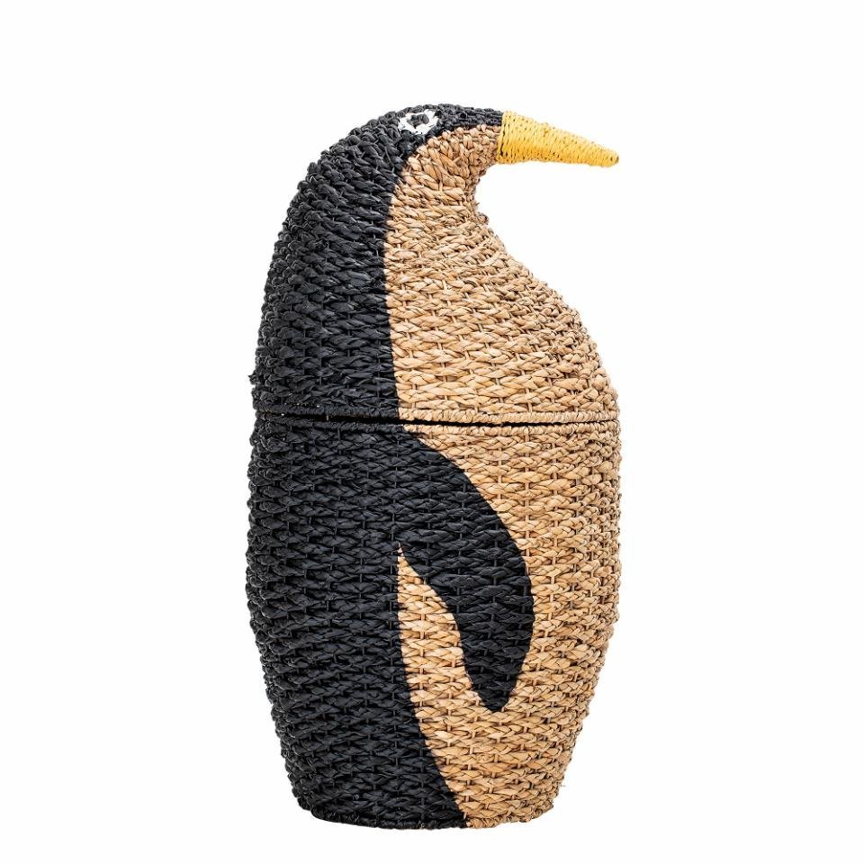 Basket w/ Lid Penguin Tazia, Black, Bankuan Grass - Le Petit Marché Home Furniture