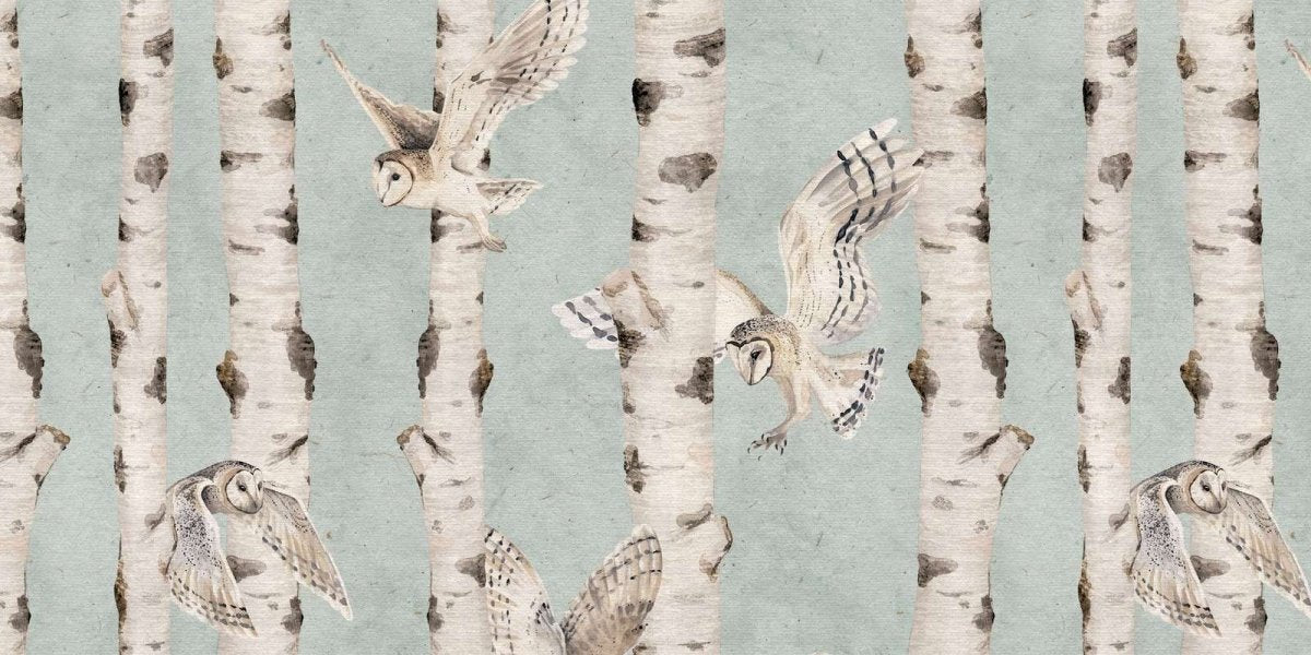 Birch and Owls - Blue - Le Petit Marché Home Furniture