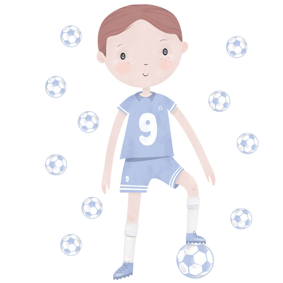 Blue Footballer, Wall Sticker - Le Petit Marché Home Furniture