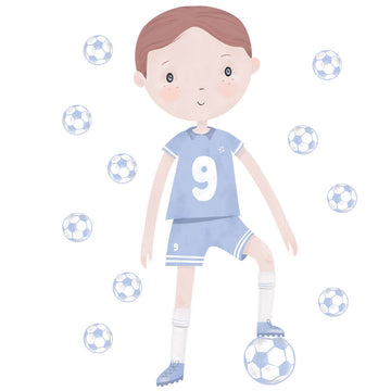 Blue Footballer, Wall Sticker - Le Petit Marché Home Furniture