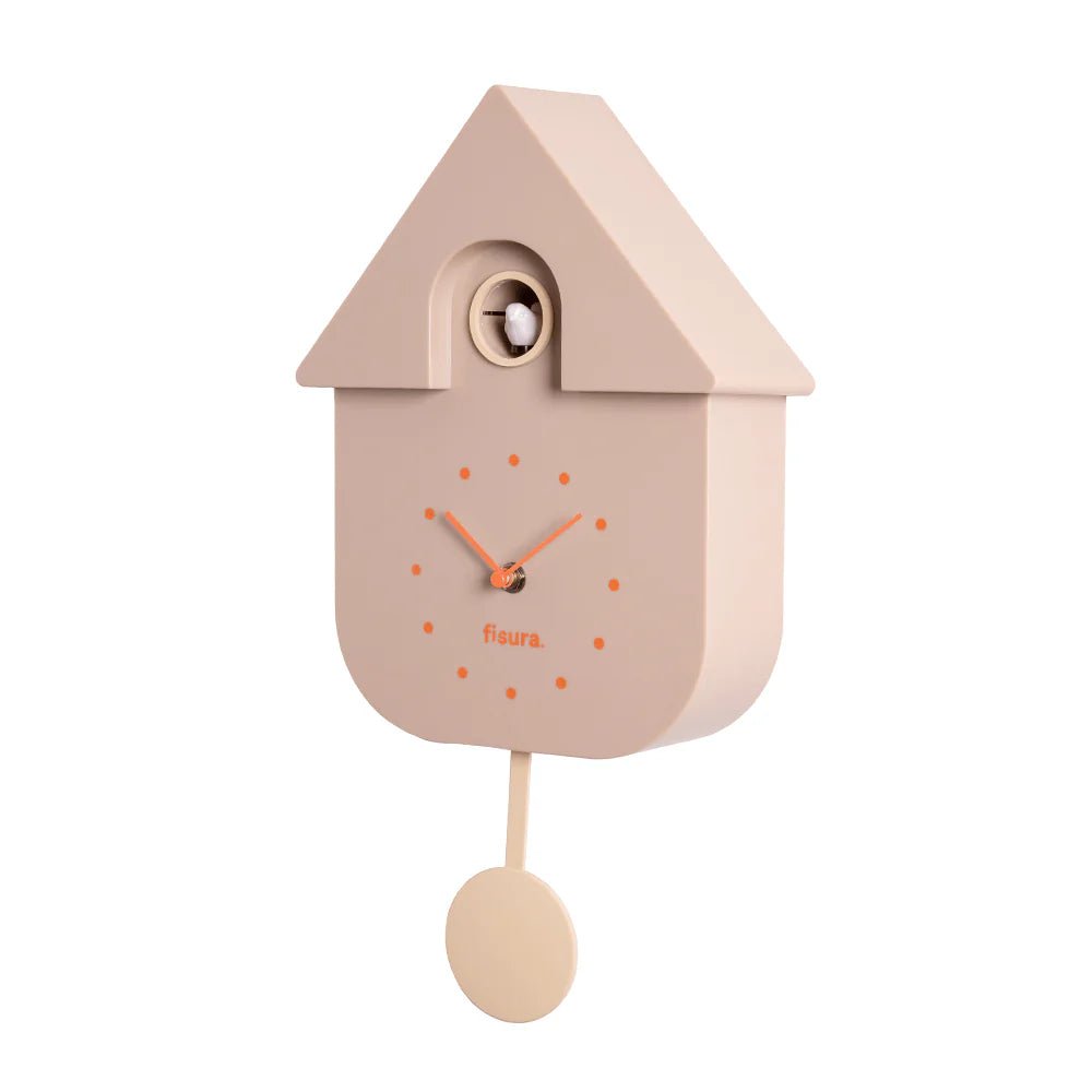 Cuckoo Clock with Orange Dial, Beige - Le Petit Marché Home Furniture