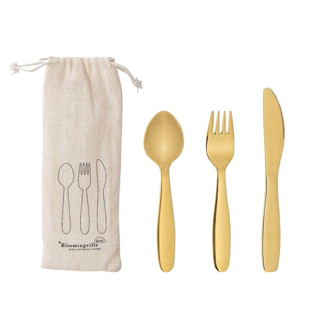 Cutlery Ally, Gold, Stainless Steel, Set of 3 - Le Petit Marché Home Furniture