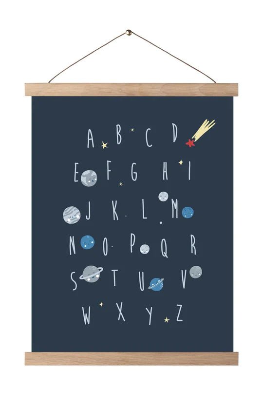 Dark Blue Cosmic Alphabet Poster - Le Petit Marché Home Furniture