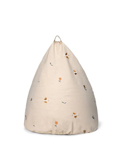 Embroidered Bean Bag, Songbirds - Le Petit Marché Home Furniture