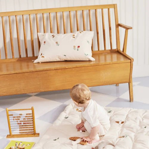 Embroidered Play Mattress, Songbirds - Le Petit Marché Home Furniture