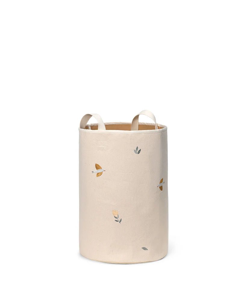 Embroidered Storage Basket, large, Songbirds - Le Petit Marché Home Furniture