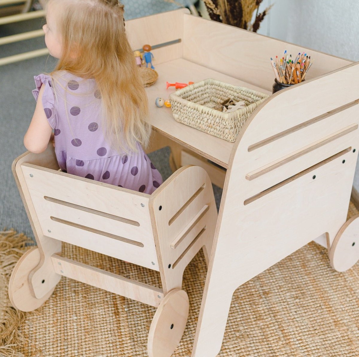 Evolutive Desk & Chair Set : Wheel - Le Petit Marché Home Furniture