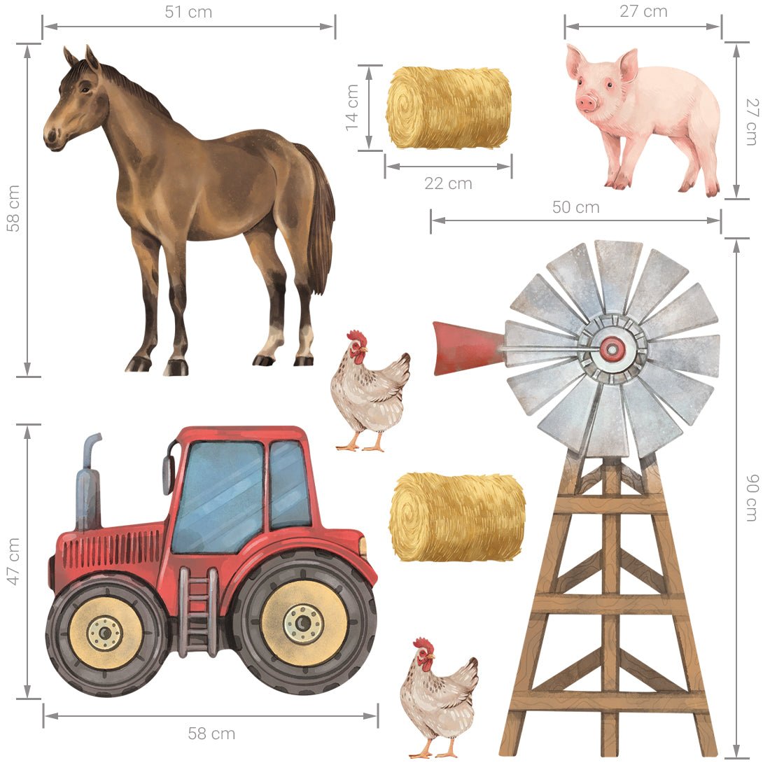 Farm Animals I, Wall Stickers - Le Petit Marché Home Furniture