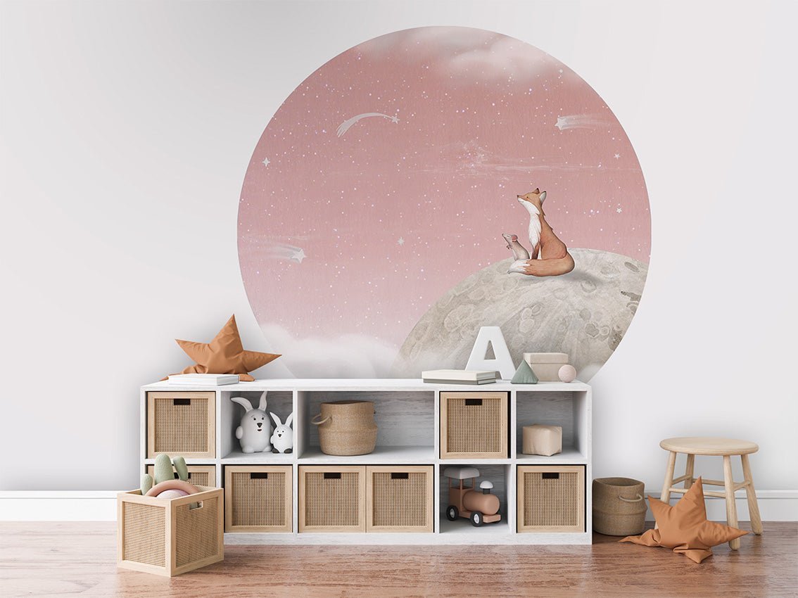 Fox on the Moon - Pink - Circle - Le Petit Marché Home Furniture