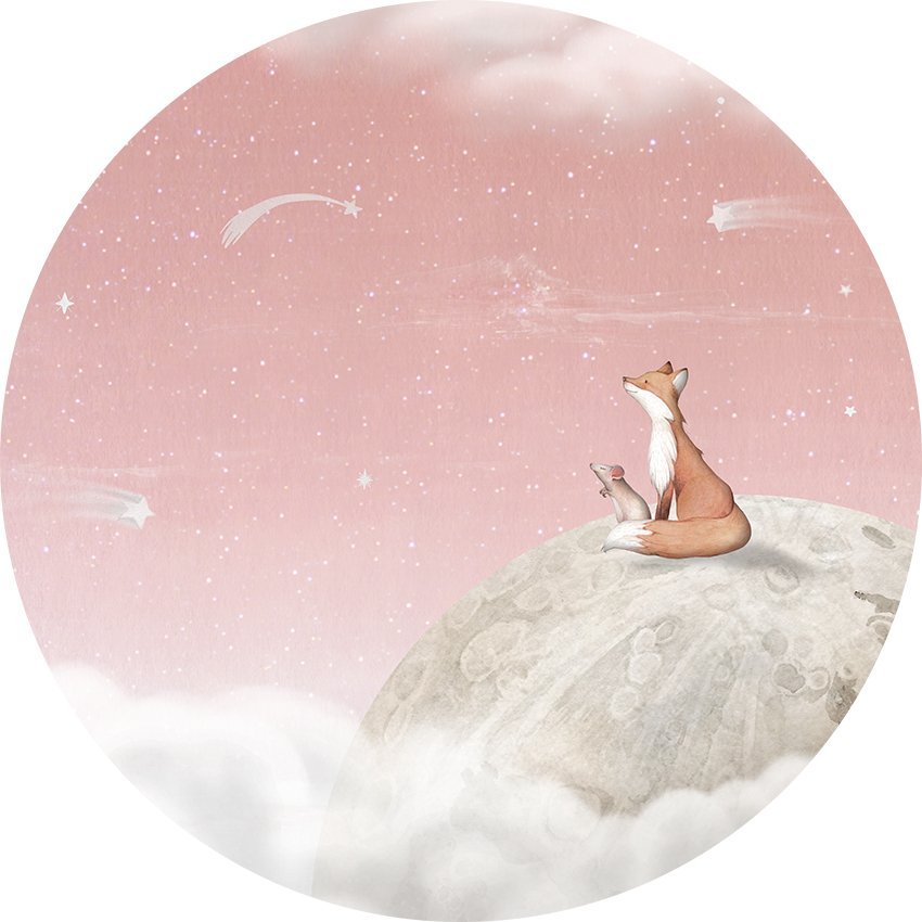 Fox on the Moon - Pink - Circle - Le Petit Marché Home Furniture