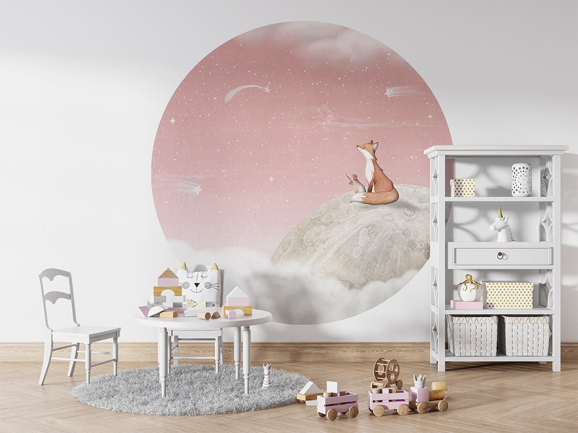 Fox on the Moon - Pink - Circle - Le Petit Marché Home Furniture