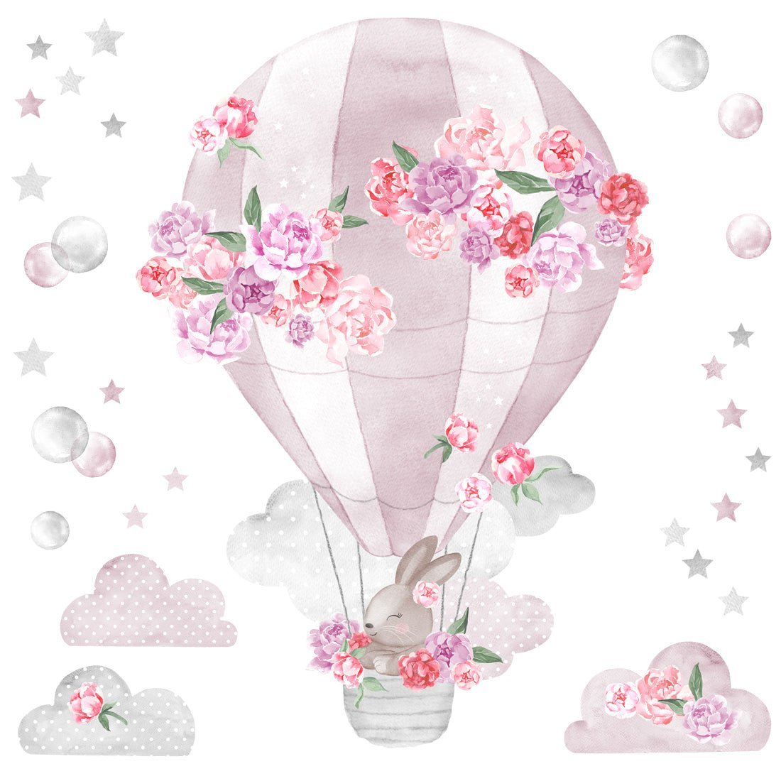 Hot Air Balloon Pink, Wall Stickers - Le Petit Marché Home Furniture